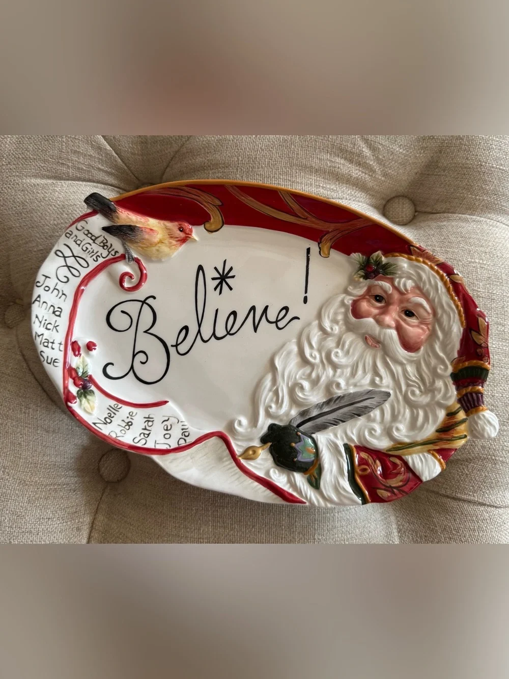 Fitz and Floyd Regal Holiday Sentiment Tray 2014 NIB